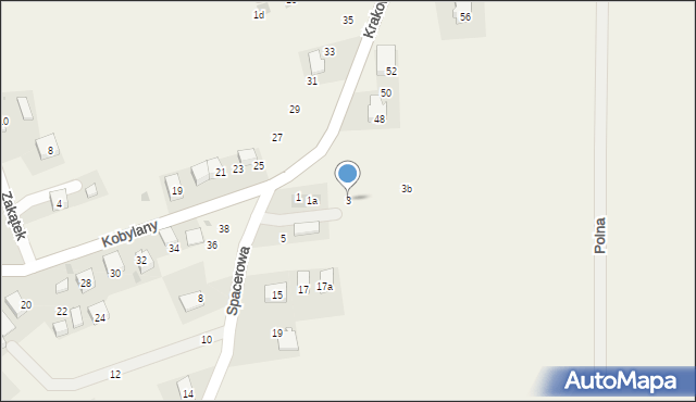 Kobylany, Spacerowa, 3, mapa Kobylany