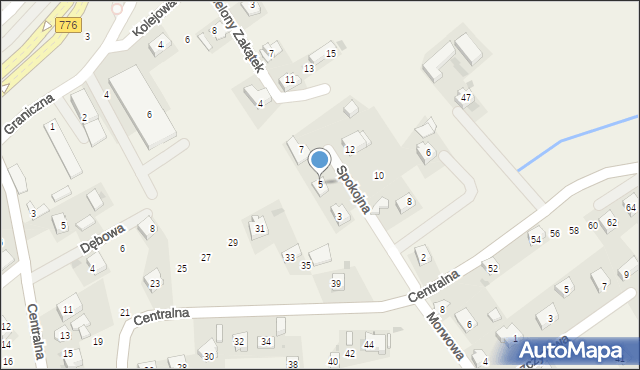 Kocmyrzów, Spokojna, 5, mapa Kocmyrzów