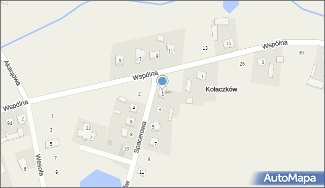 Kołaczków, Spacerowa, 1, mapa Kołaczków