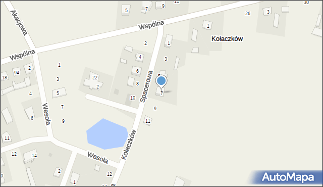 Kołaczków, Spacerowa, 7, mapa Kołaczków