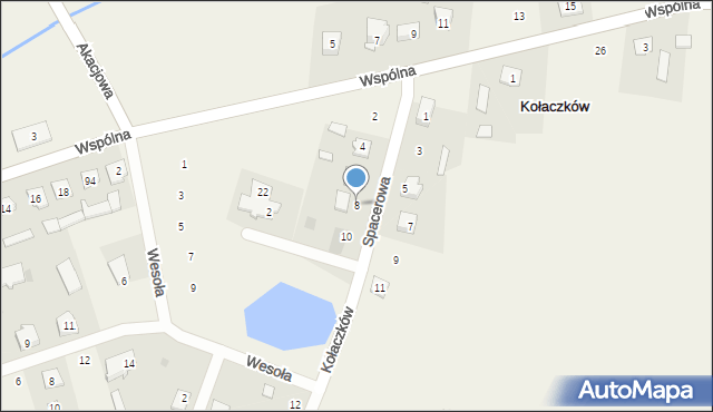 Kołaczków, Spacerowa, 8, mapa Kołaczków