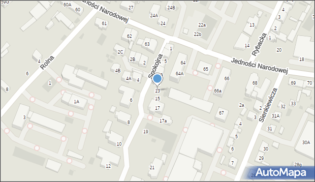 Kołobrzeg, Spokojna, 13, mapa Kołobrzegu