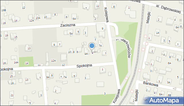 Komorów, Spokojna, 4, mapa Komorów