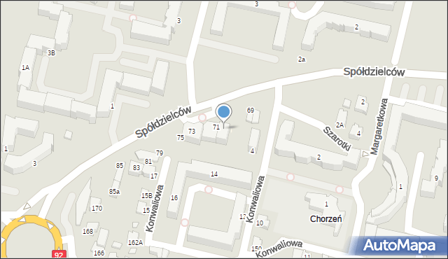 Konin, Spółdzielców, 71a, mapa Konina