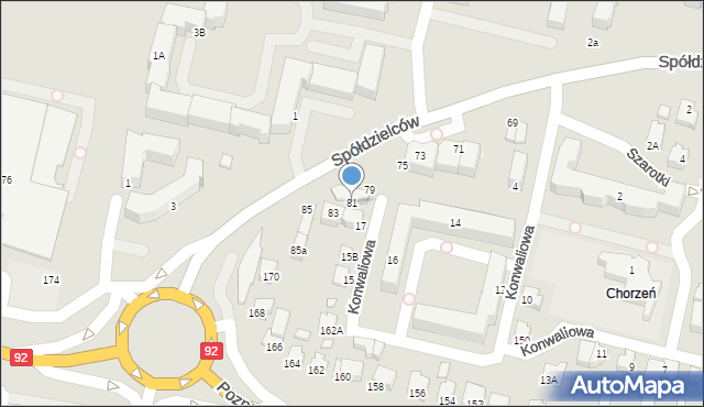 Konin, Spółdzielców, 81, mapa Konina