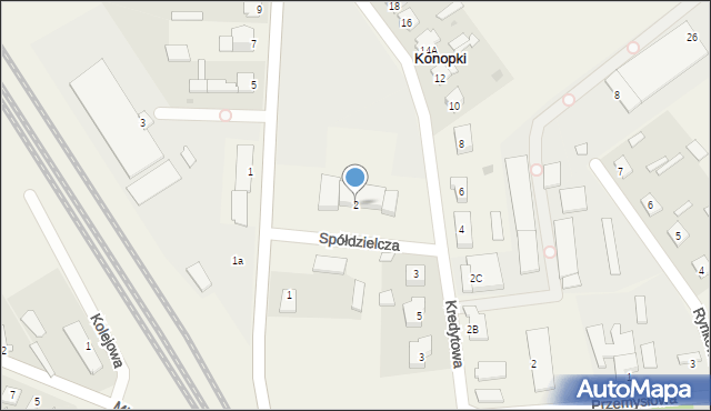Konopki, Spółdzielcza, 2, mapa Konopki