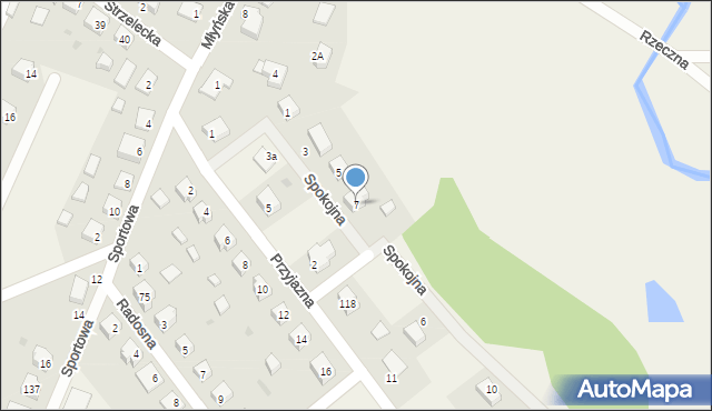 Korne, Spokojna, 7, mapa Korne