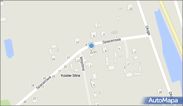 Kosów Lacki, Spacerowa, 11, mapa Kosów Lacki