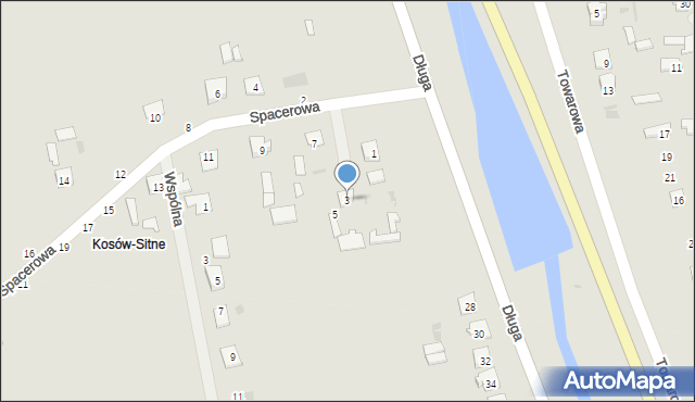 Kosów Lacki, Spacerowa, 3, mapa Kosów Lacki