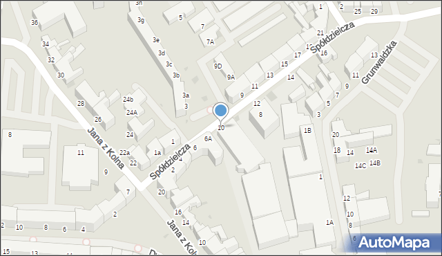 Koszalin, Spółdzielcza, 10, mapa Koszalina