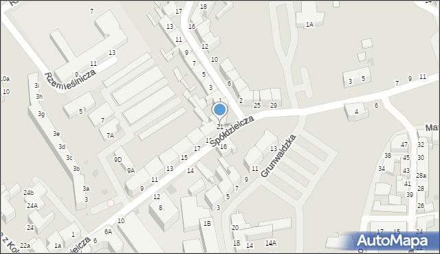 Koszalin, Spółdzielcza, 21, mapa Koszalina