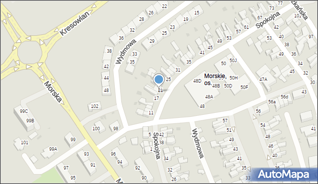 Koszalin, Spokojna, 19, mapa Koszalina