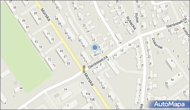 Koszalin, Spokojna, 1a, mapa Koszalina