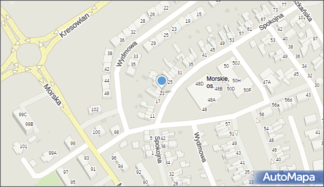 Koszalin, Spokojna, 21, mapa Koszalina