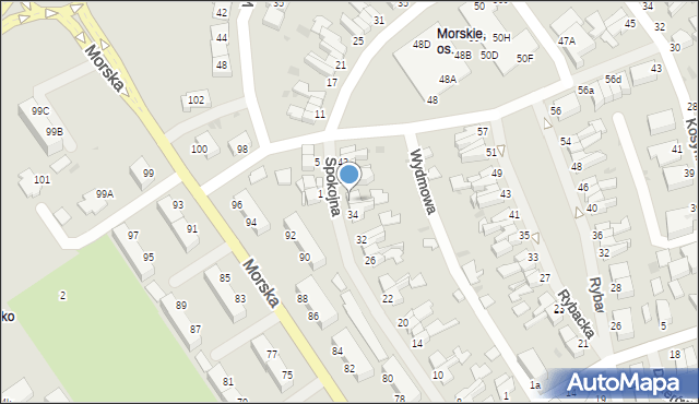 Koszalin, Spokojna, 36, mapa Koszalina