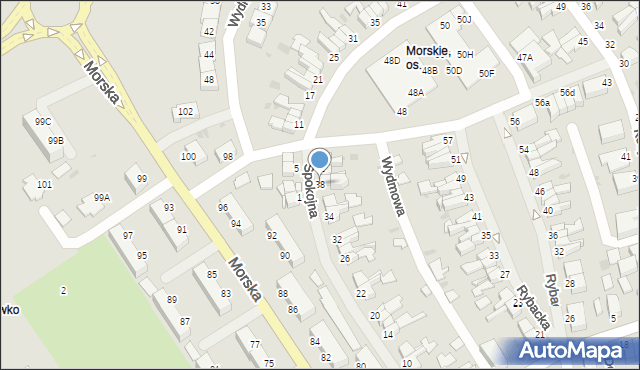 Koszalin, Spokojna, 38, mapa Koszalina