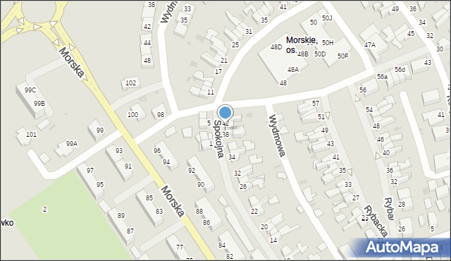 Koszalin, Spokojna, 40, mapa Koszalina