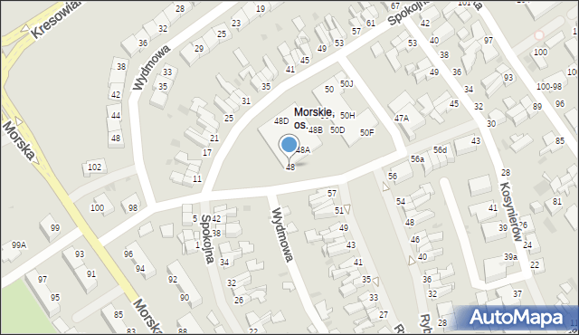 Koszalin, Spokojna, 48, mapa Koszalina