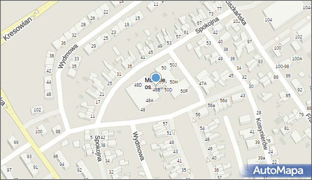 Koszalin, Spokojna, 48B, mapa Koszalina