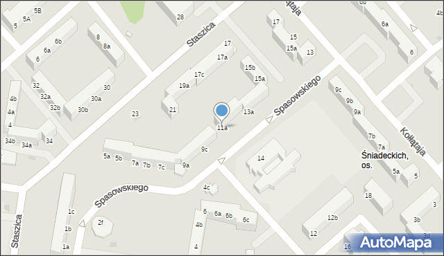 Koszalin, Spasowskiego Bronisława, 11a, mapa Koszalina
