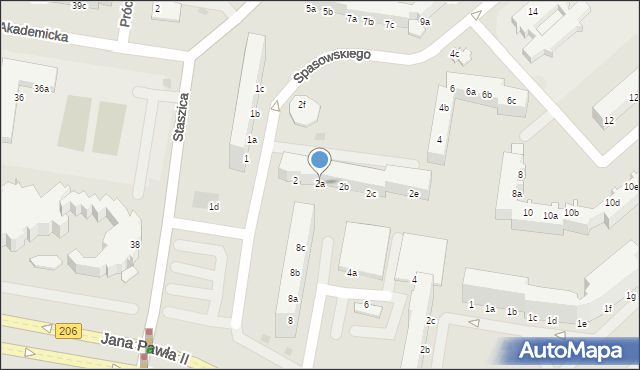 Koszalin, Spasowskiego Bronisława, 2a, mapa Koszalina