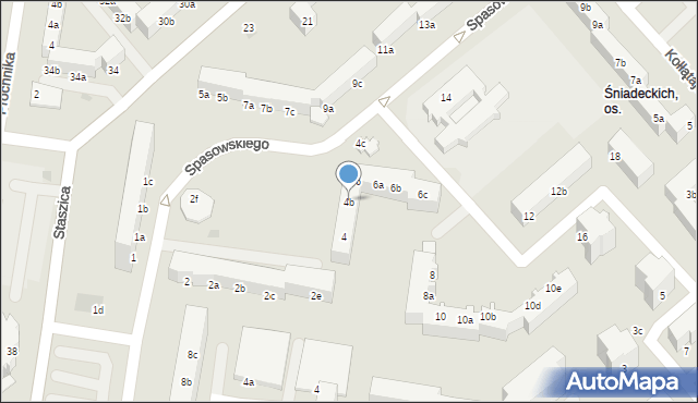 Koszalin, Spasowskiego Bronisława, 4b, mapa Koszalina