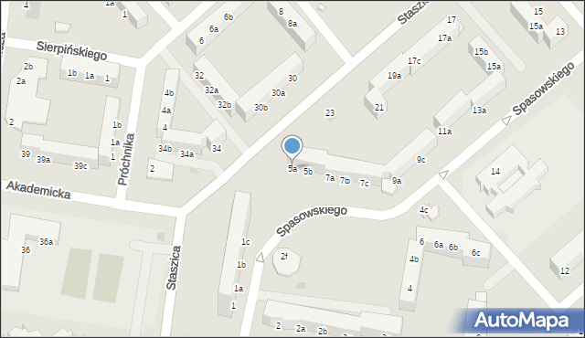 Koszalin, Spasowskiego Bronisława, 5a, mapa Koszalina