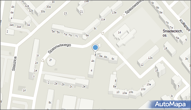 Koszalin, Spasowskiego Bronisława, 6, mapa Koszalina