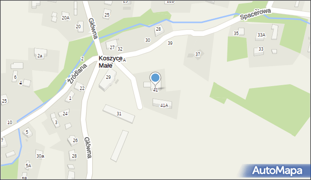 Koszyce Małe, Spacerowa, 41, mapa Koszyce Małe