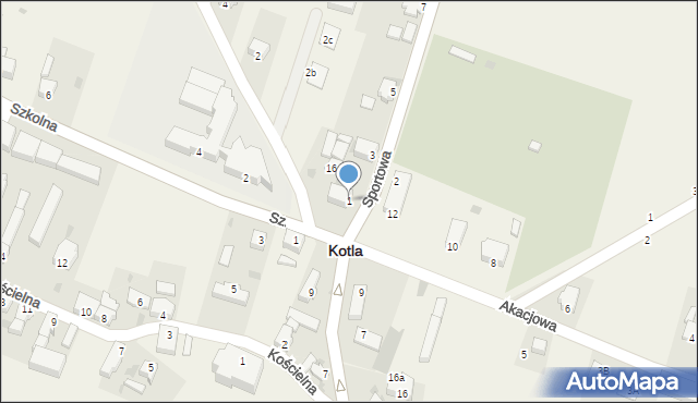 Kotla, Sportowa, 1, mapa Kotla