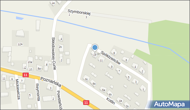 Kotlin, Spółdzielców, 13, mapa Kotlin