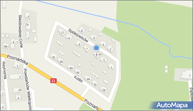 Kotlin, Spółdzielców, 5, mapa Kotlin