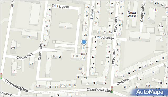 Kraków, Spokojna, 14, mapa Krakowa