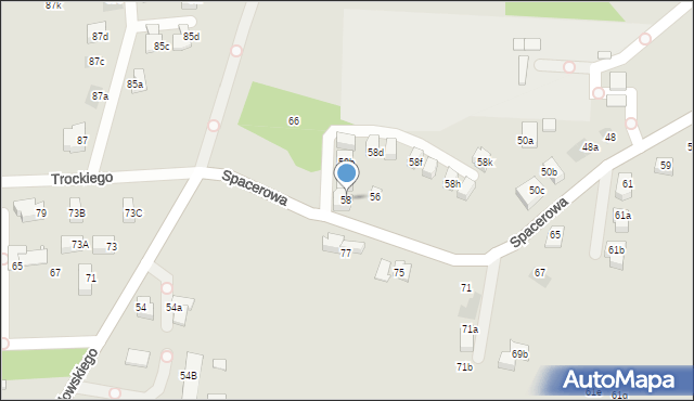 Kraków, Spacerowa, 58, mapa Krakowa