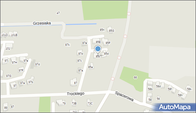 Kraków, Spacerowa, 85c, mapa Krakowa