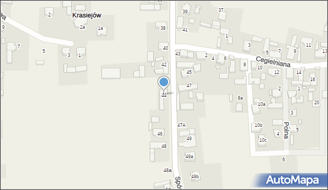 Krasiejów, Spóracka, 44, mapa Krasiejów