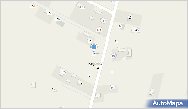 Krępiec, Spokojna, 13, mapa Krępiec