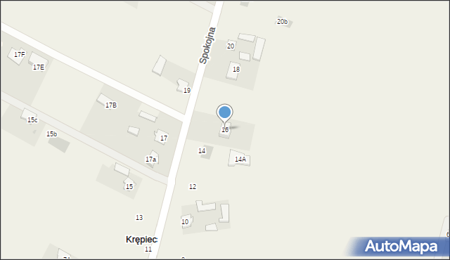 Krępiec, Spokojna, 16, mapa Krępiec