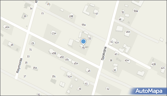 Krępiec, Spokojna, 51, mapa Krępiec