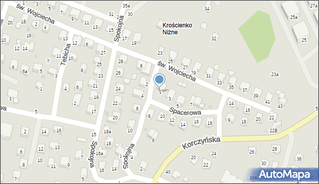 Krosno, Spacerowa, 1, mapa Krosna