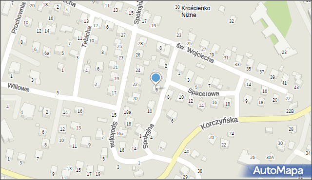 Krosno, Spacerowa, 6, mapa Krosna