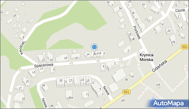 Krynica Morska, Spacerowa, 10, mapa Krynica Morska