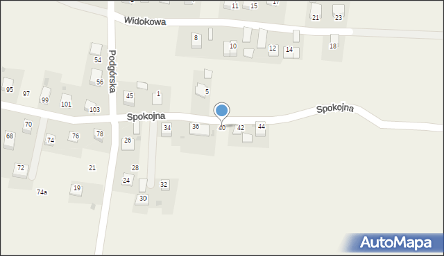 Krzęcin, Spokojna, 40, mapa Krzęcin