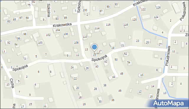 Krzeczów, Spokojna, 15, mapa Krzeczów