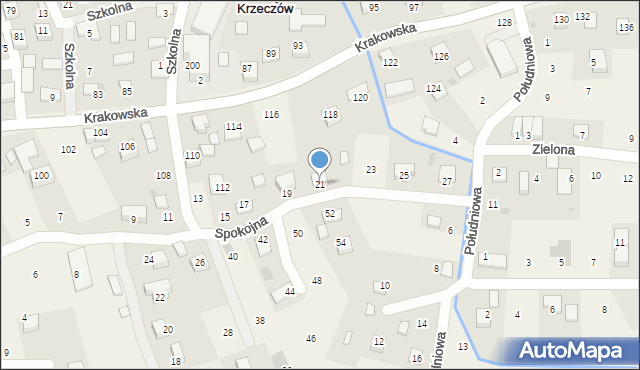 Krzeczów, Spokojna, 21, mapa Krzeczów