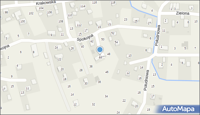 Krzeczów, Spokojna, 44, mapa Krzeczów