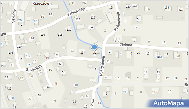 Krzeczów, Spokojna, 27, mapa Krzeczów