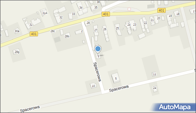 Krzyżowice, Spacerowa, 1, mapa Krzyżowice