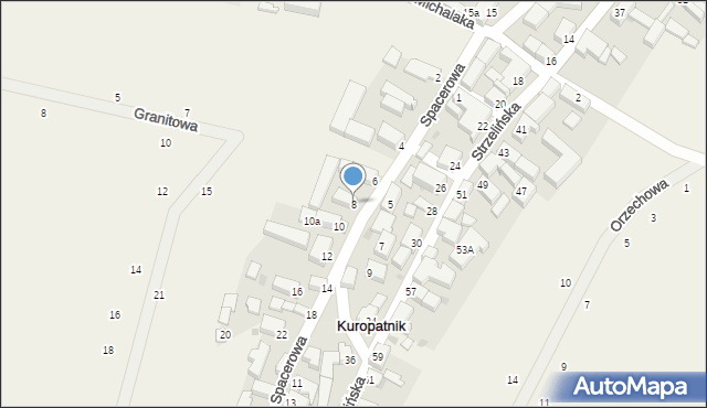 Kuropatnik, Spacerowa, 8, mapa Kuropatnik