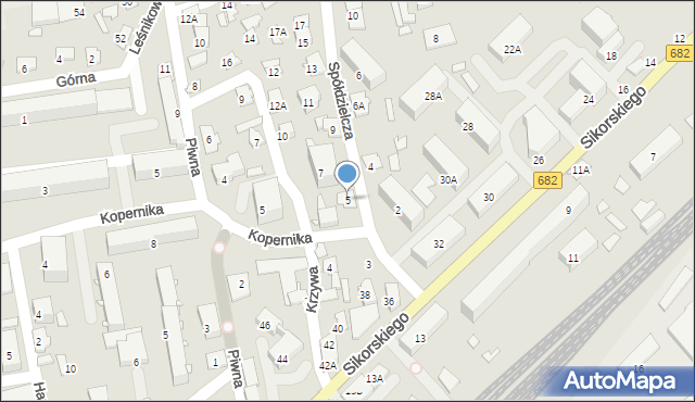 Łapy, Spółdzielcza, 5, mapa Łapy